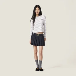 White Long-sleeved Cotton Jersey T-shirt | Miu Miu