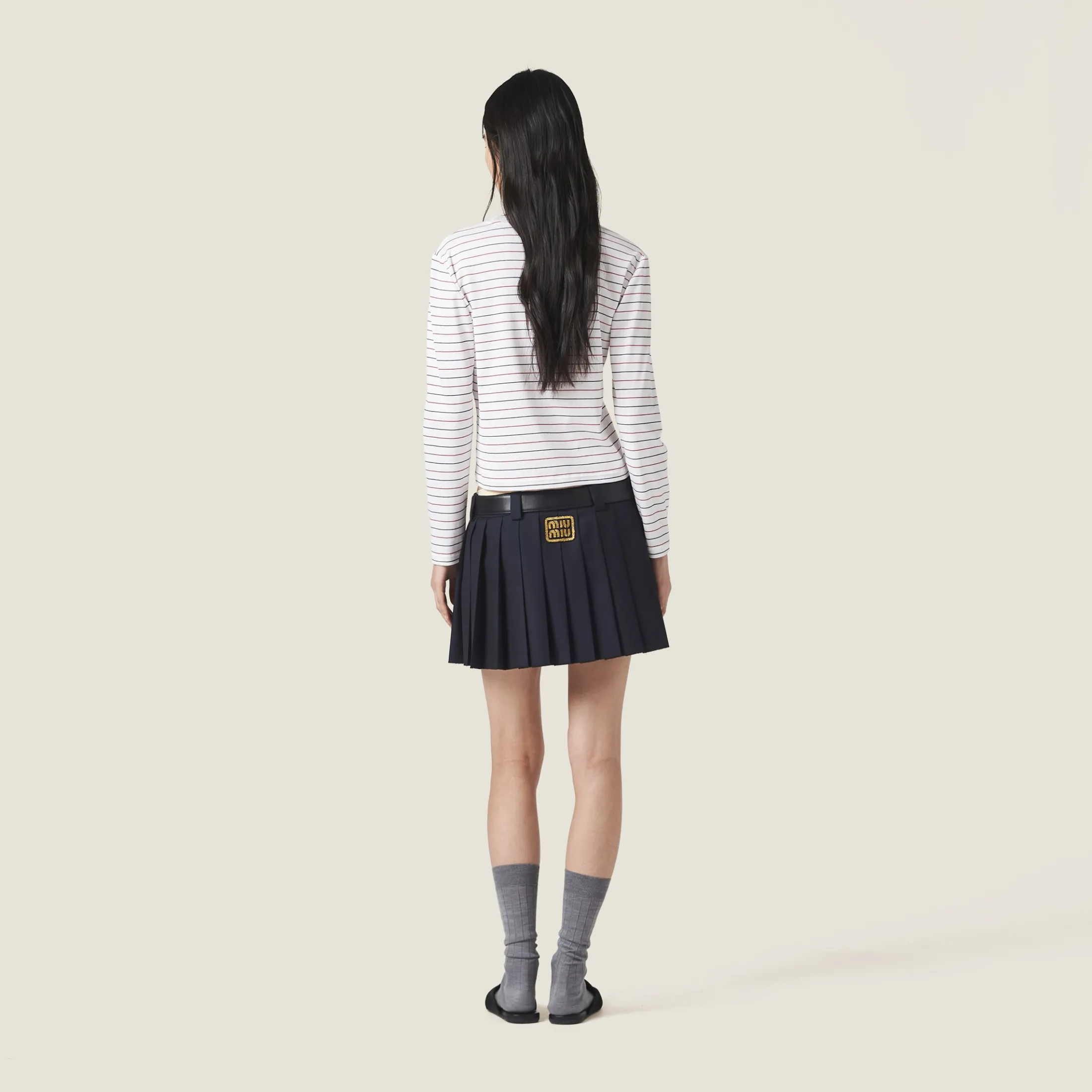 White Long-sleeved Cotton Jersey T-shirt | Miu Miu