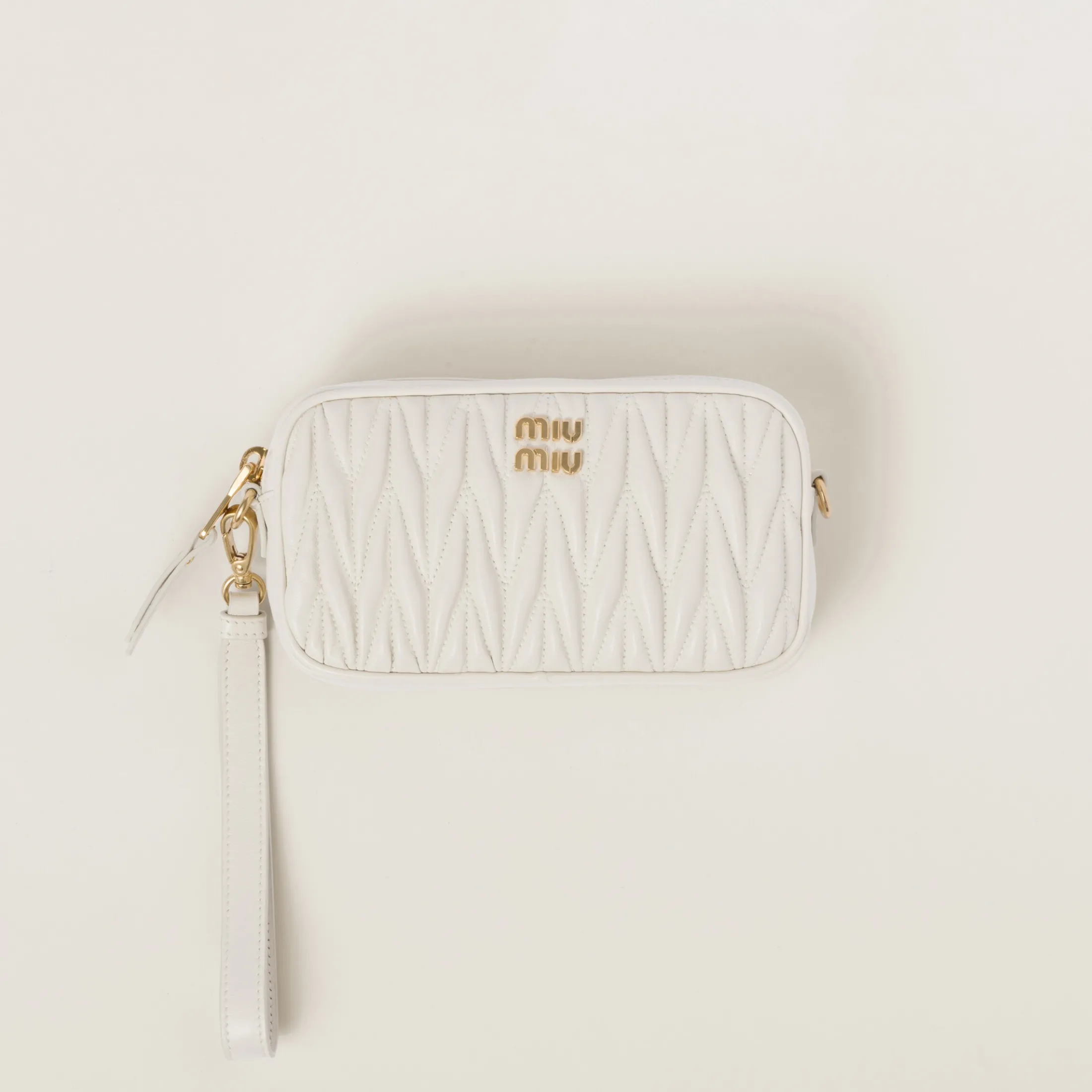 White Matelassé Nappa Leather Pouch | Miu Miu