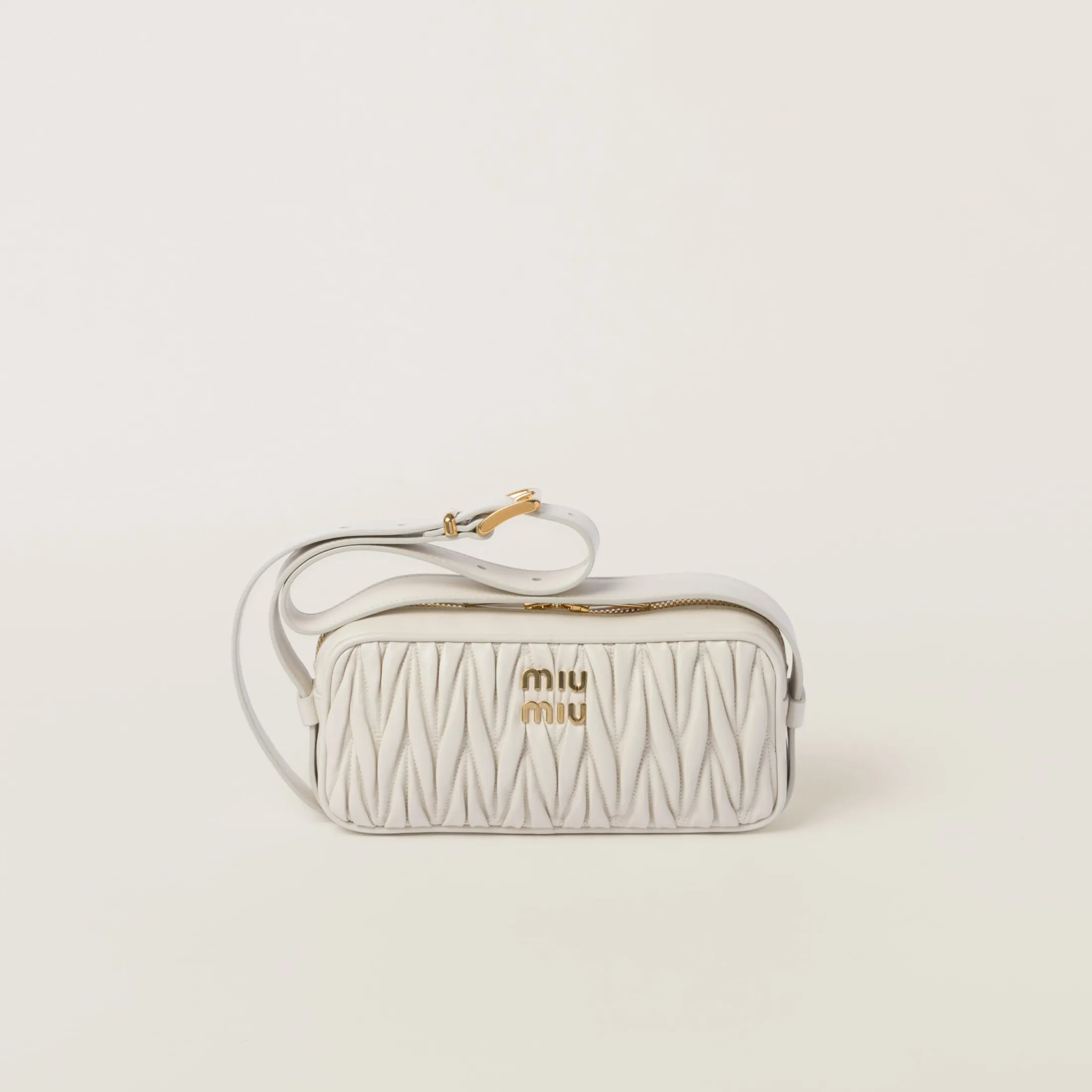 White Matelassé Nappa Leather Shoulder Bag | Miu Miu
