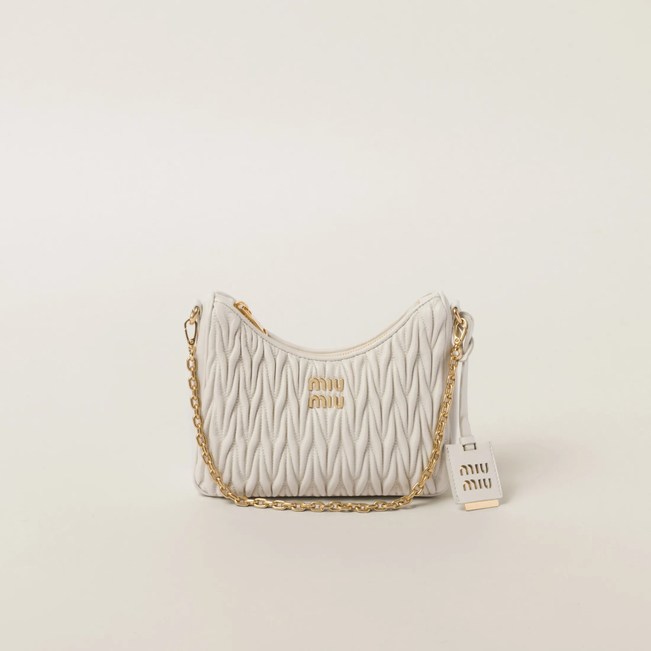 White Matelassé Nappa Leather Shoulder Bag | Miu Miu