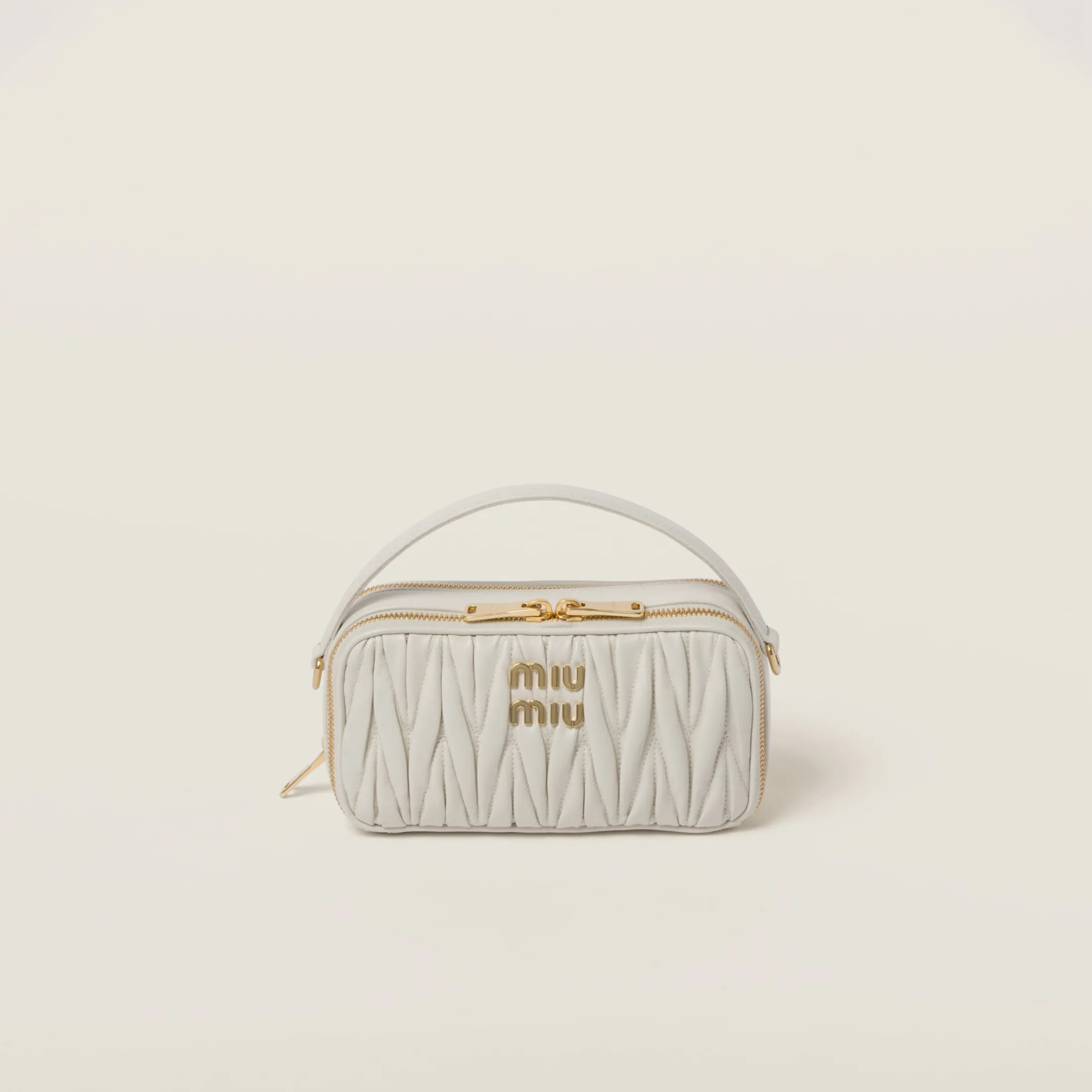 White Matelassé Nappa Leather Shoulder Bag | Miu Miu