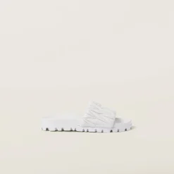 White Matelassé Nappa Leather Slides | Miu Miu