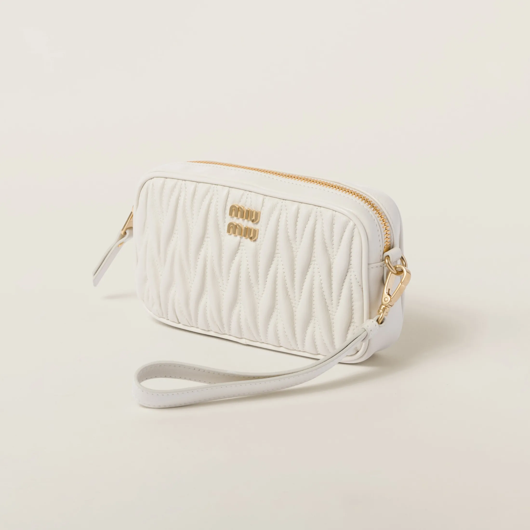 White Matelassé Nappa Leather Pouch | Miu Miu