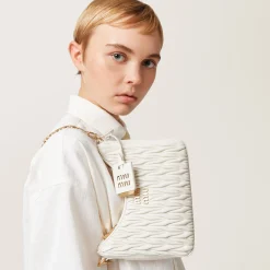 White Matelassé Nappa Leather Shoulder Bag | Miu Miu
