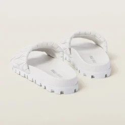 White Matelassé Nappa Leather Slides | Miu Miu
