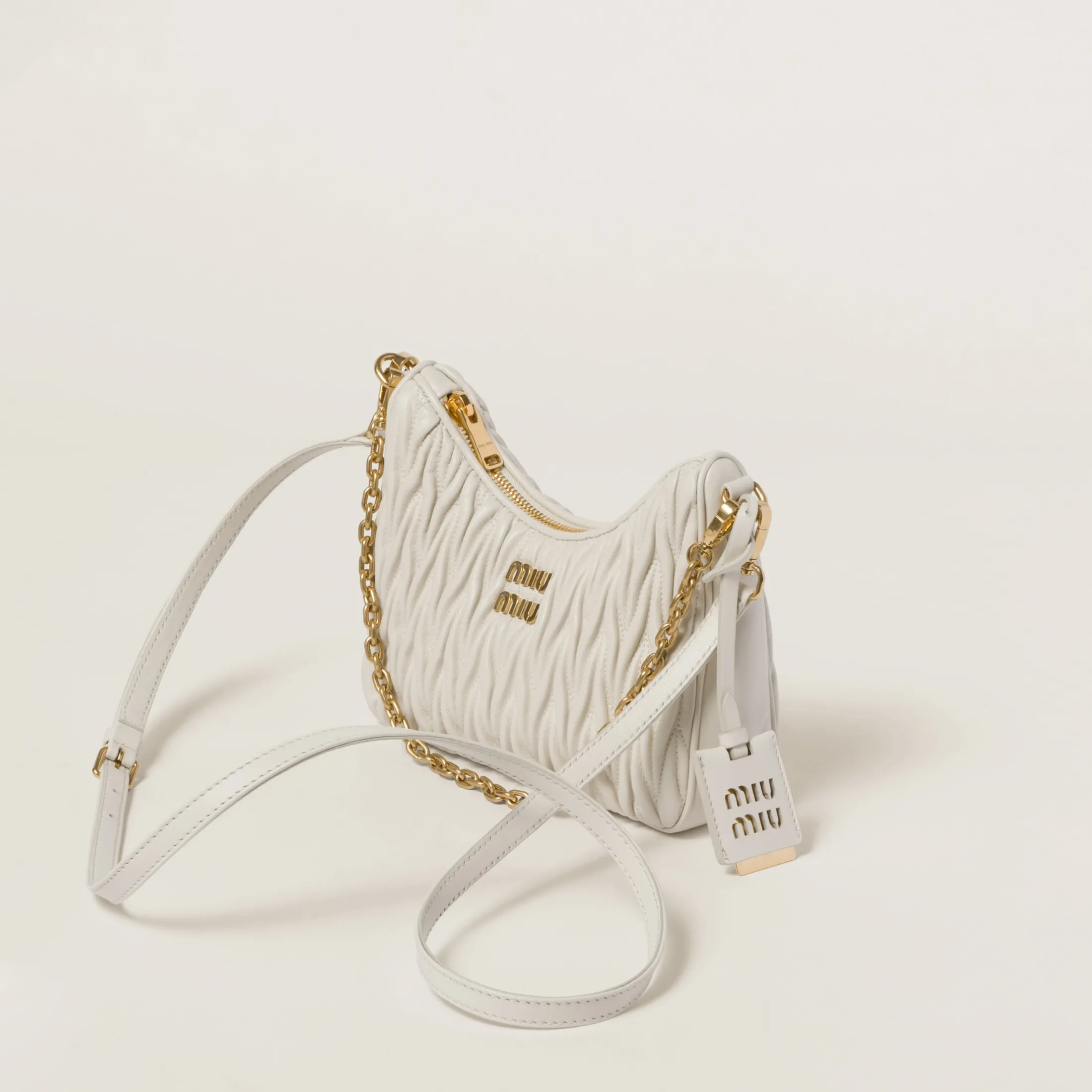 White Matelassé Nappa Leather Shoulder Bag | Miu Miu