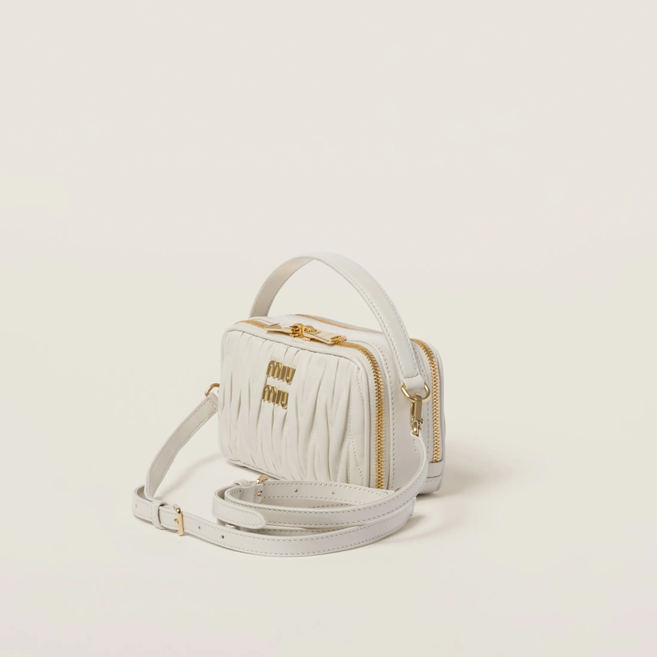 White Matelassé Nappa Leather Shoulder Bag | Miu Miu