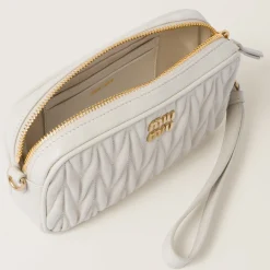 White Matelassé Nappa Leather Pouch | Miu Miu