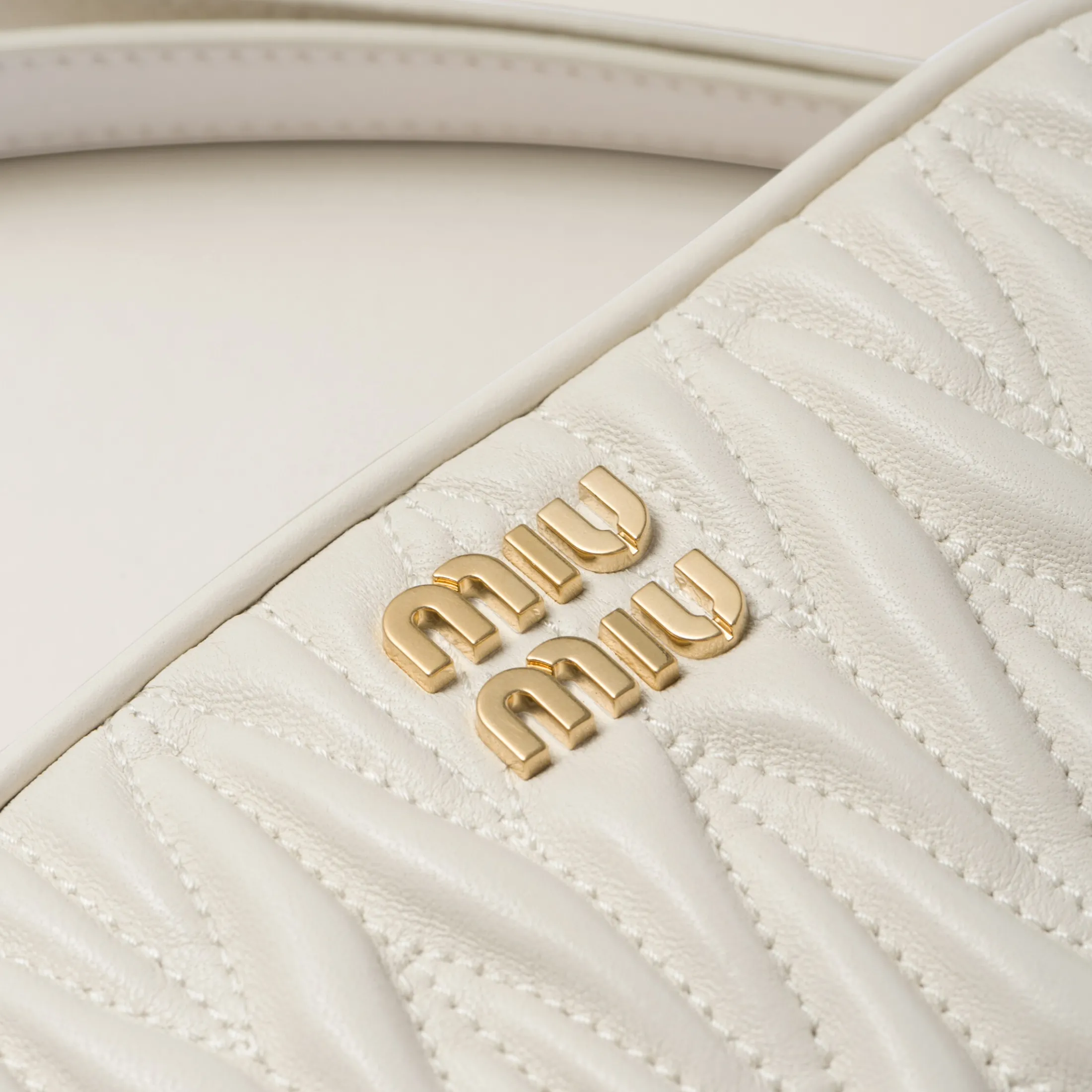 White Matelassé Nappa Leather Pouch | Miu Miu
