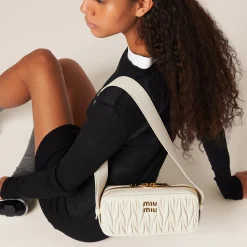 White Matelassé Nappa Leather Shoulder Bag | Miu Miu