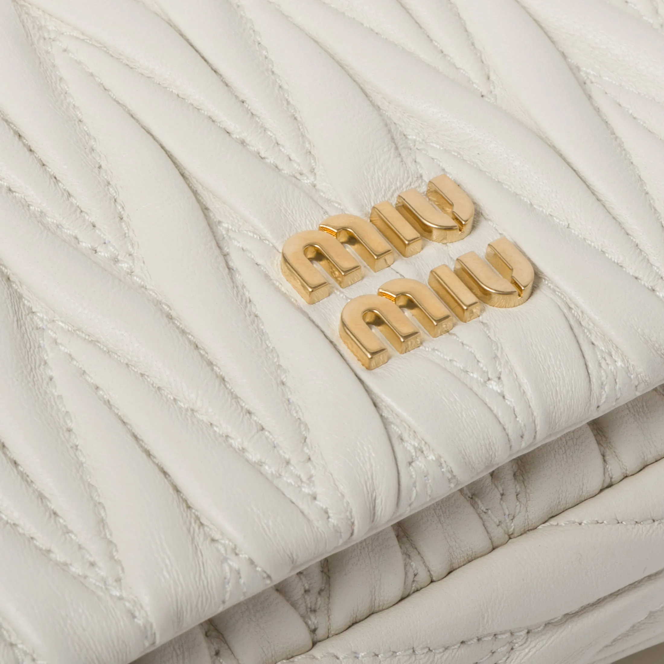 White Matelassé Nappa Leather Mini-bag | Miu Miu
