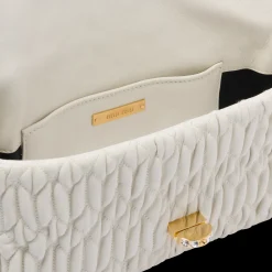 White Miu Crystal Cloqué Nappa Leather Bag | Miu Miu