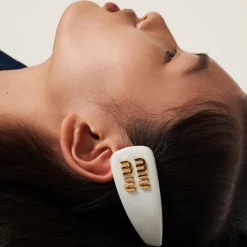 White Patent Leather Hair Clip | Miu Miu
