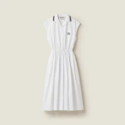White Poplin Midi-dress | Miu Miu