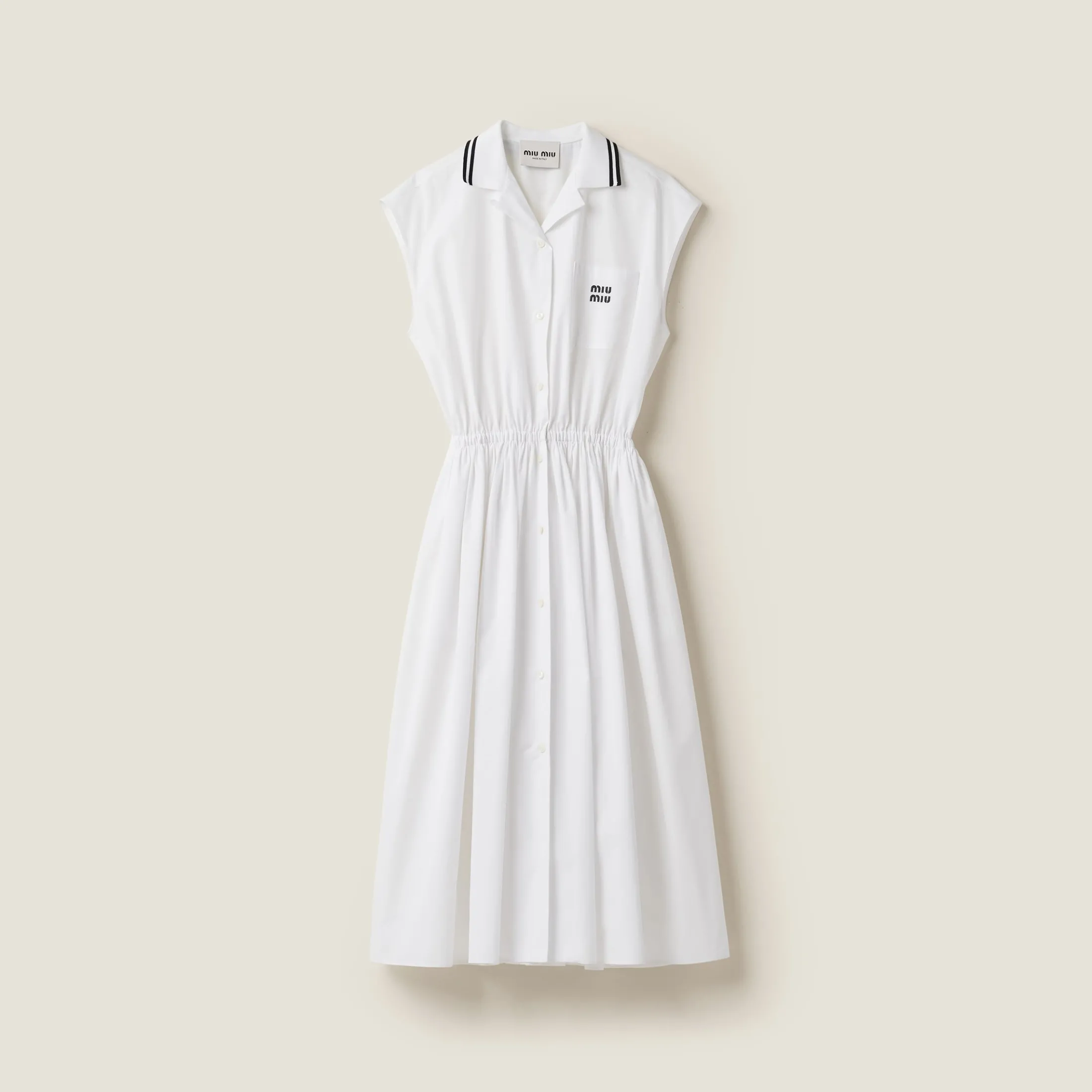 White Poplin Midi-dress | Miu Miu