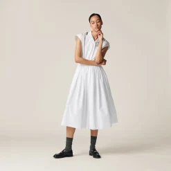 White Poplin Midi-dress | Miu Miu