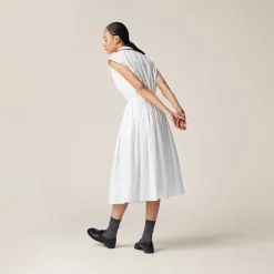 White Poplin Midi-dress | Miu Miu