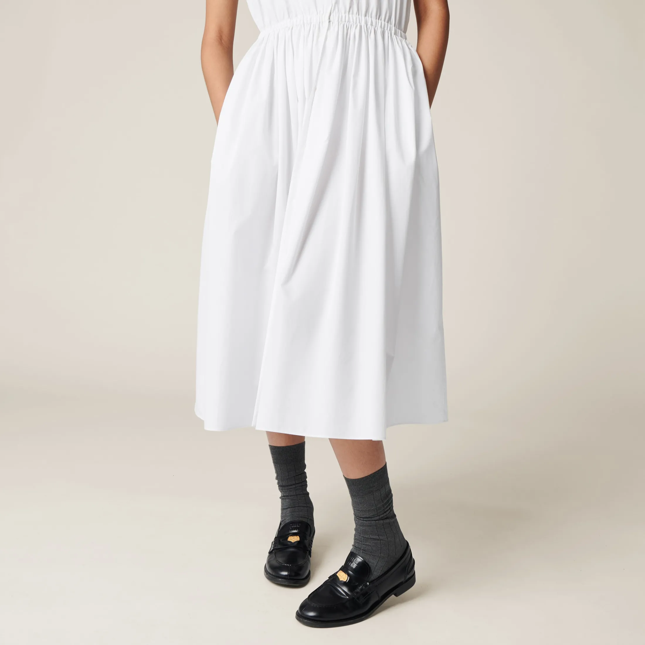 White Poplin Midi-dress | Miu Miu