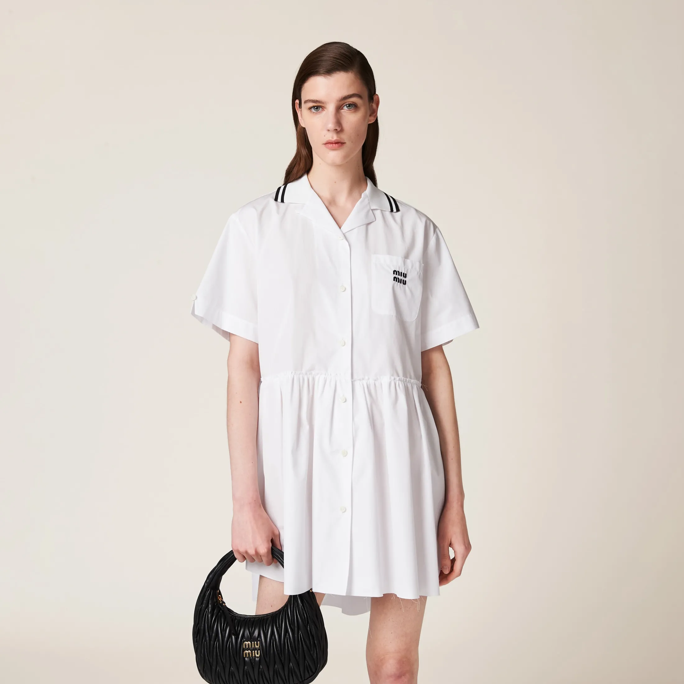White Poplin Mini-dress | Miu Miu