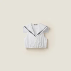 White Poplin Sailor Top | Miu Miu