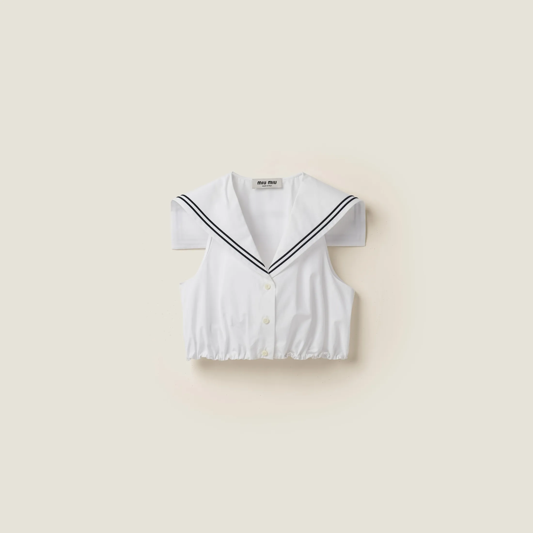 White Poplin Sailor Top | Miu Miu