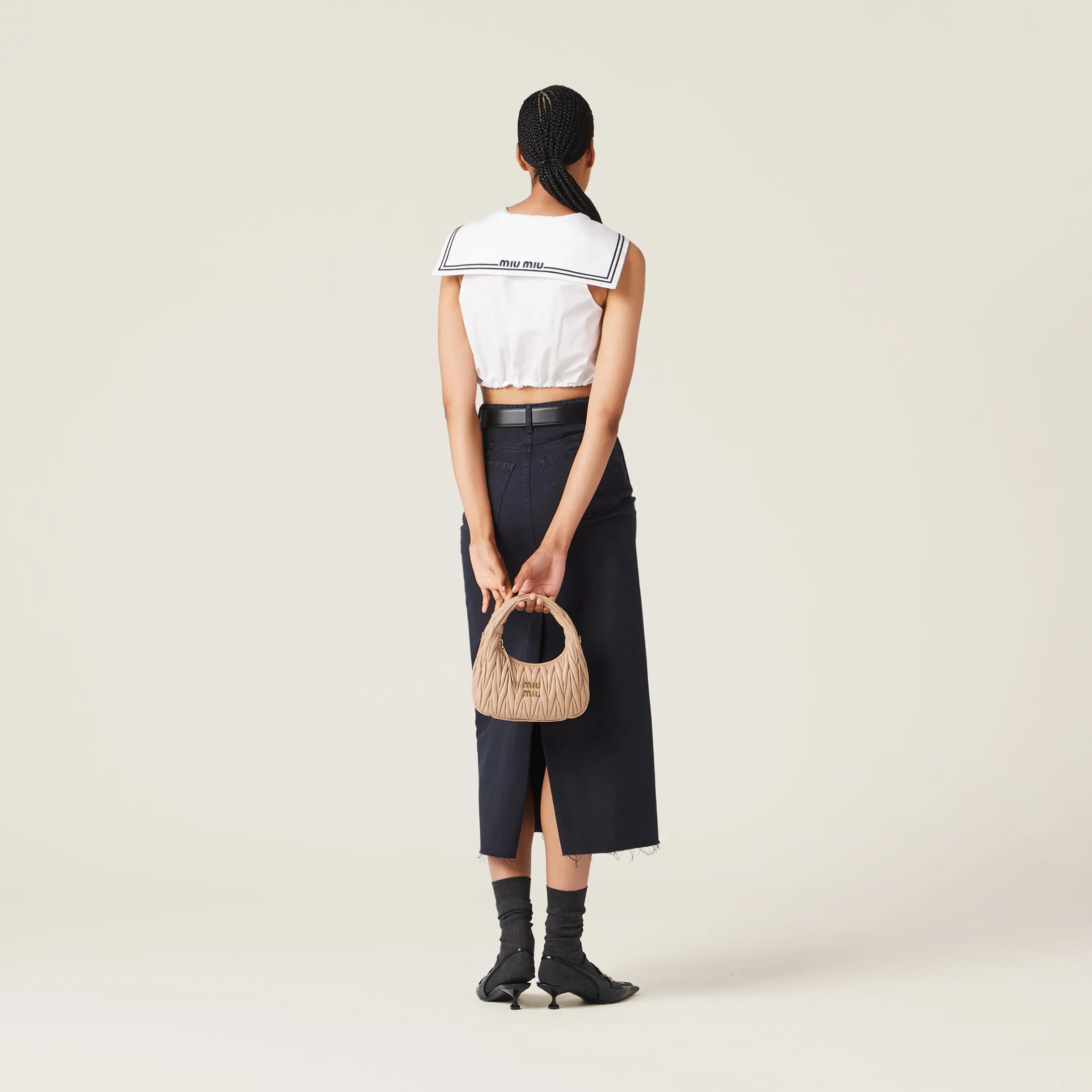 White Poplin Sailor Top | Miu Miu