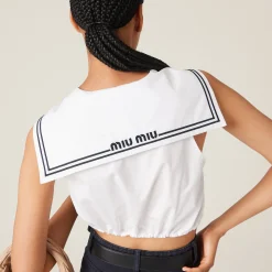 White Poplin Sailor Top | Miu Miu