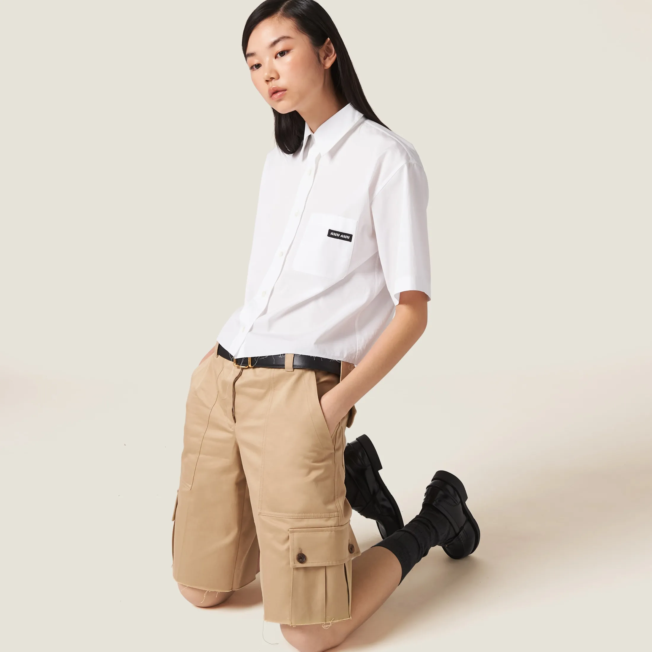 White Poplin Shirt | Miu Miu