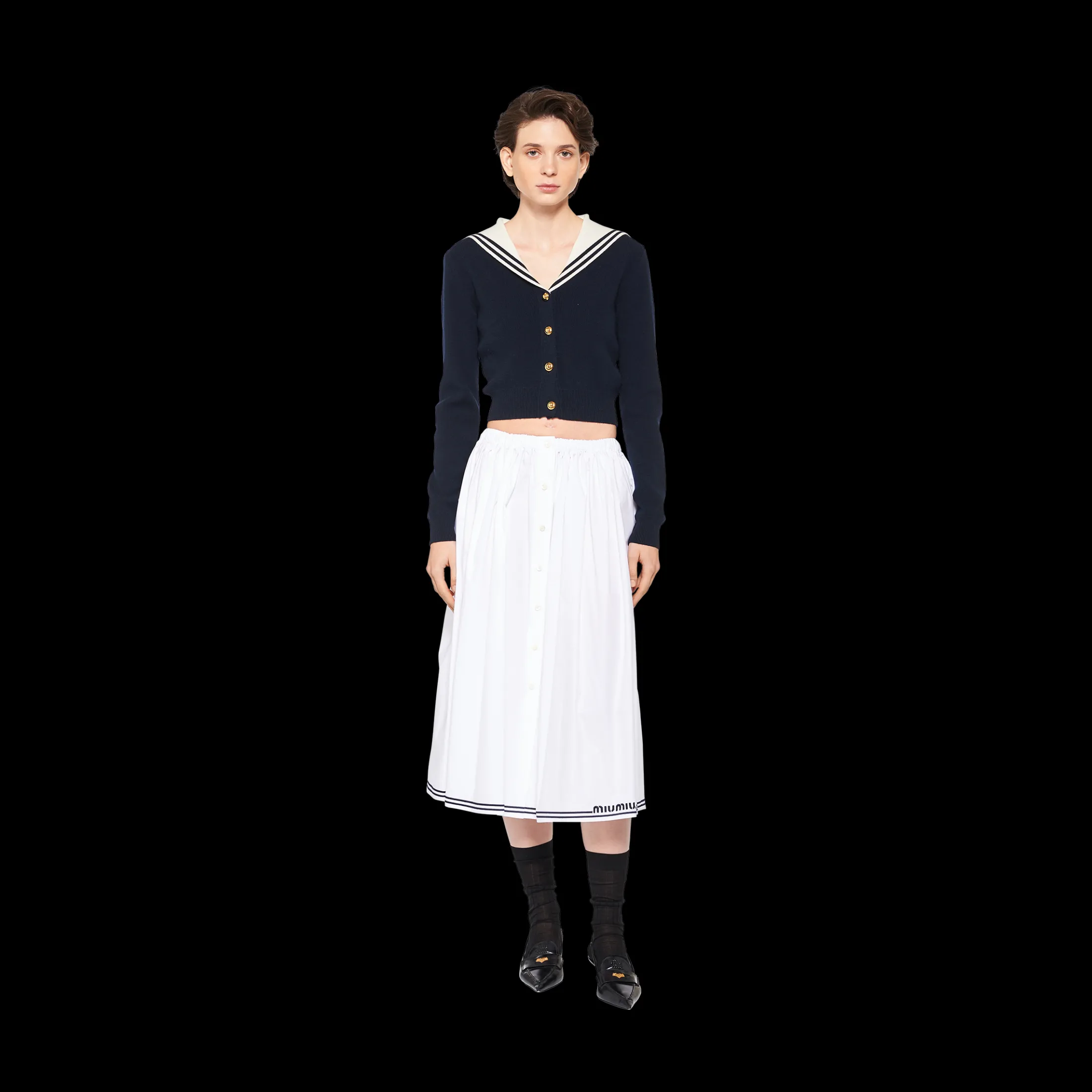 White Poplin Skirt | Miu Miu