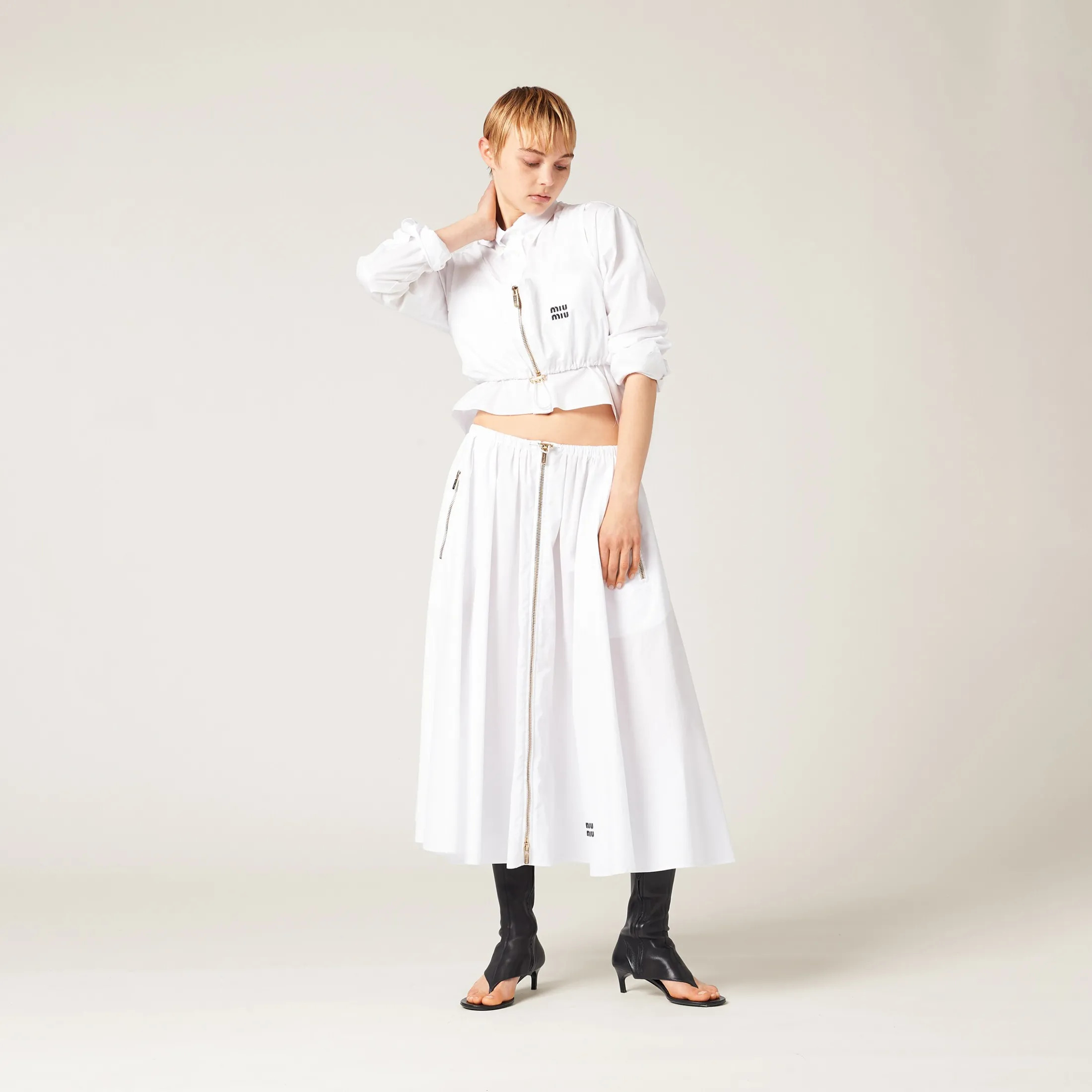 White Poplin Top | Miu Miu