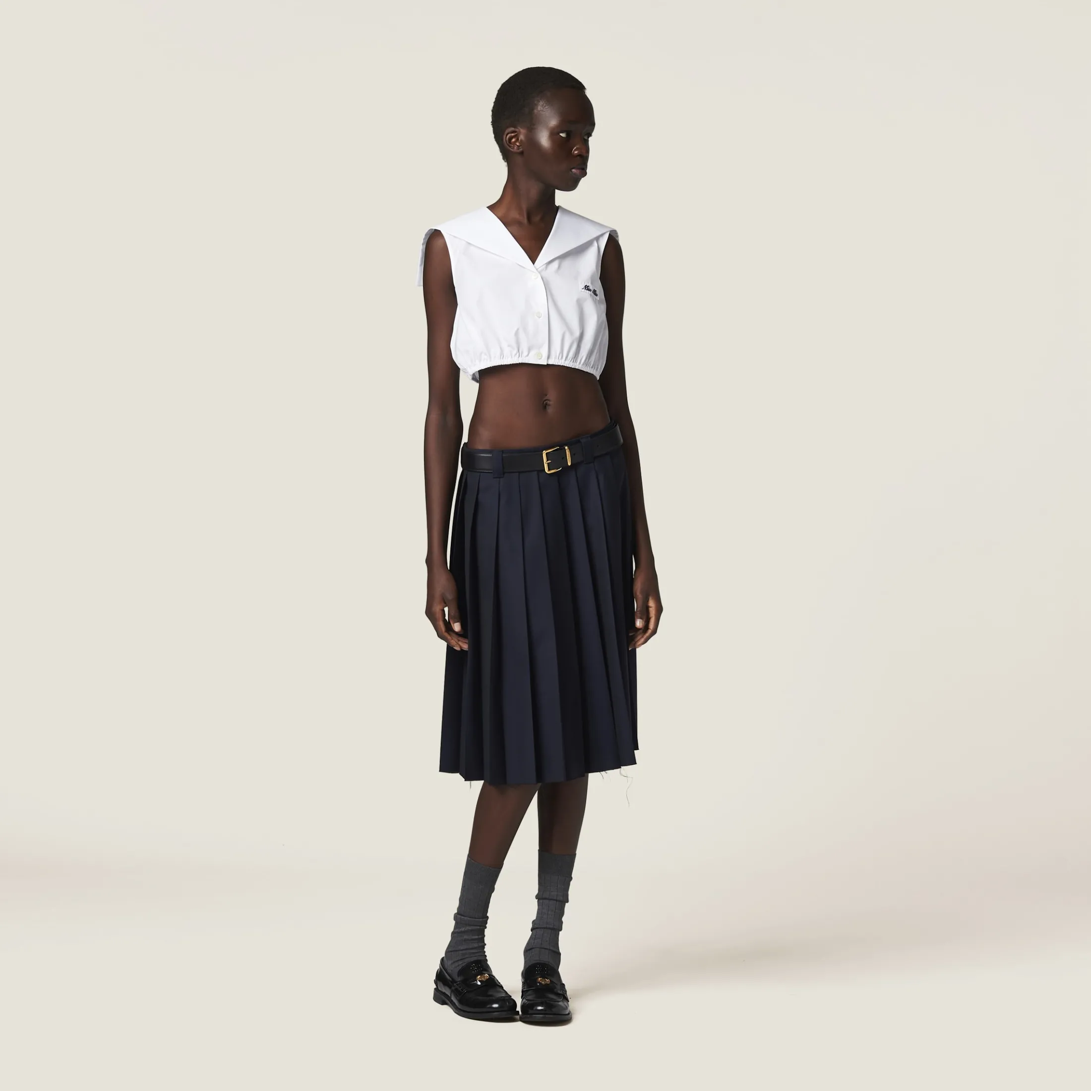 White Poplin Top | Miu Miu