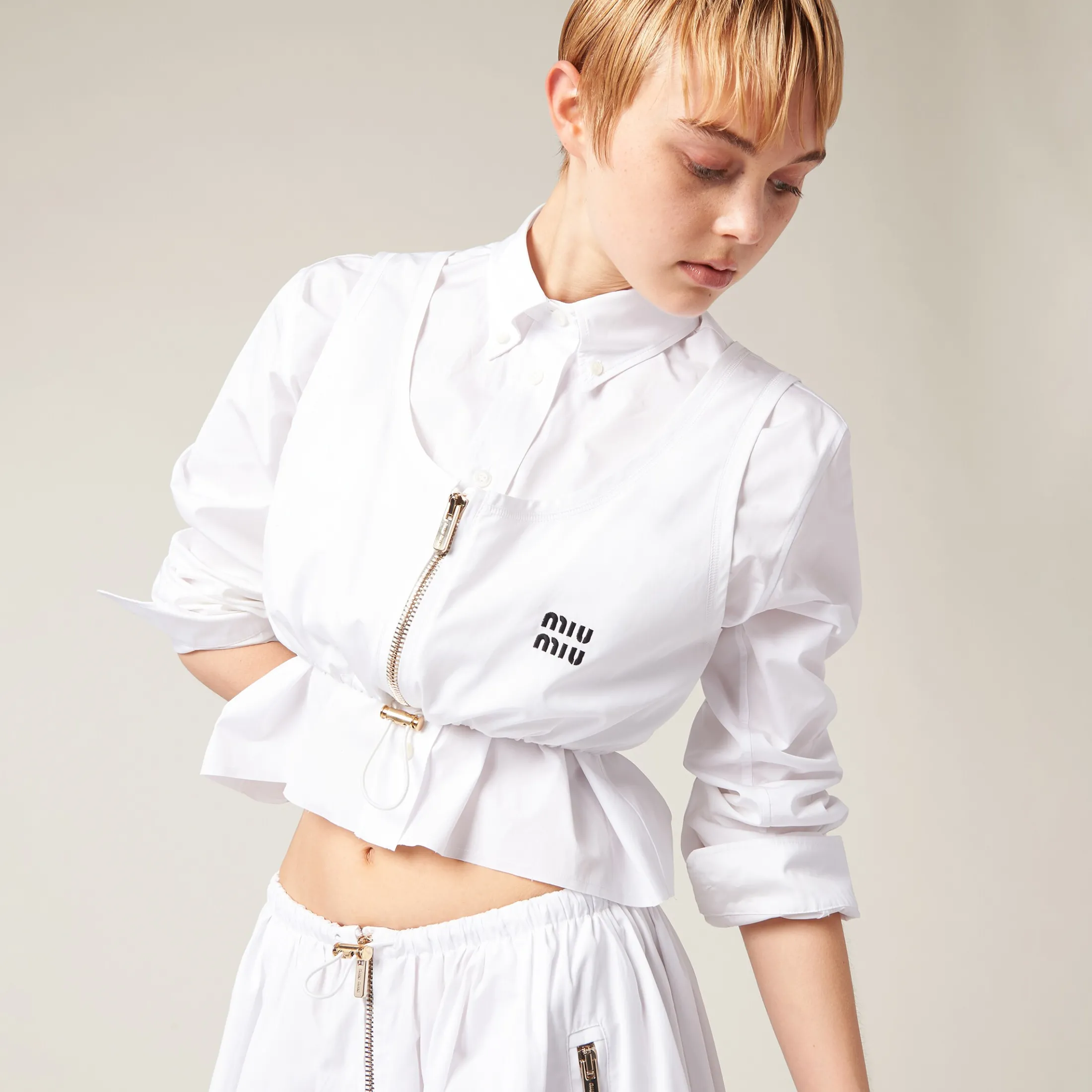 White Poplin Top | Miu Miu