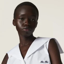 White Poplin Top | Miu Miu