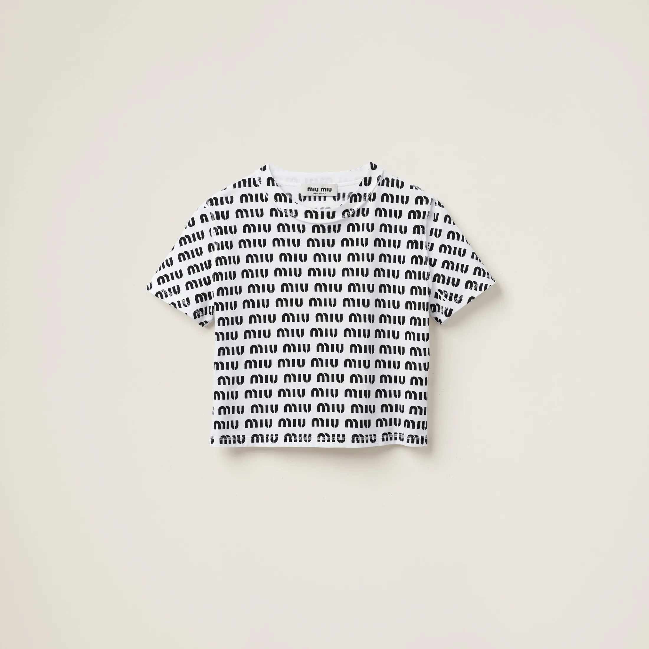 White Print Cotton T-shirt | Miu Miu