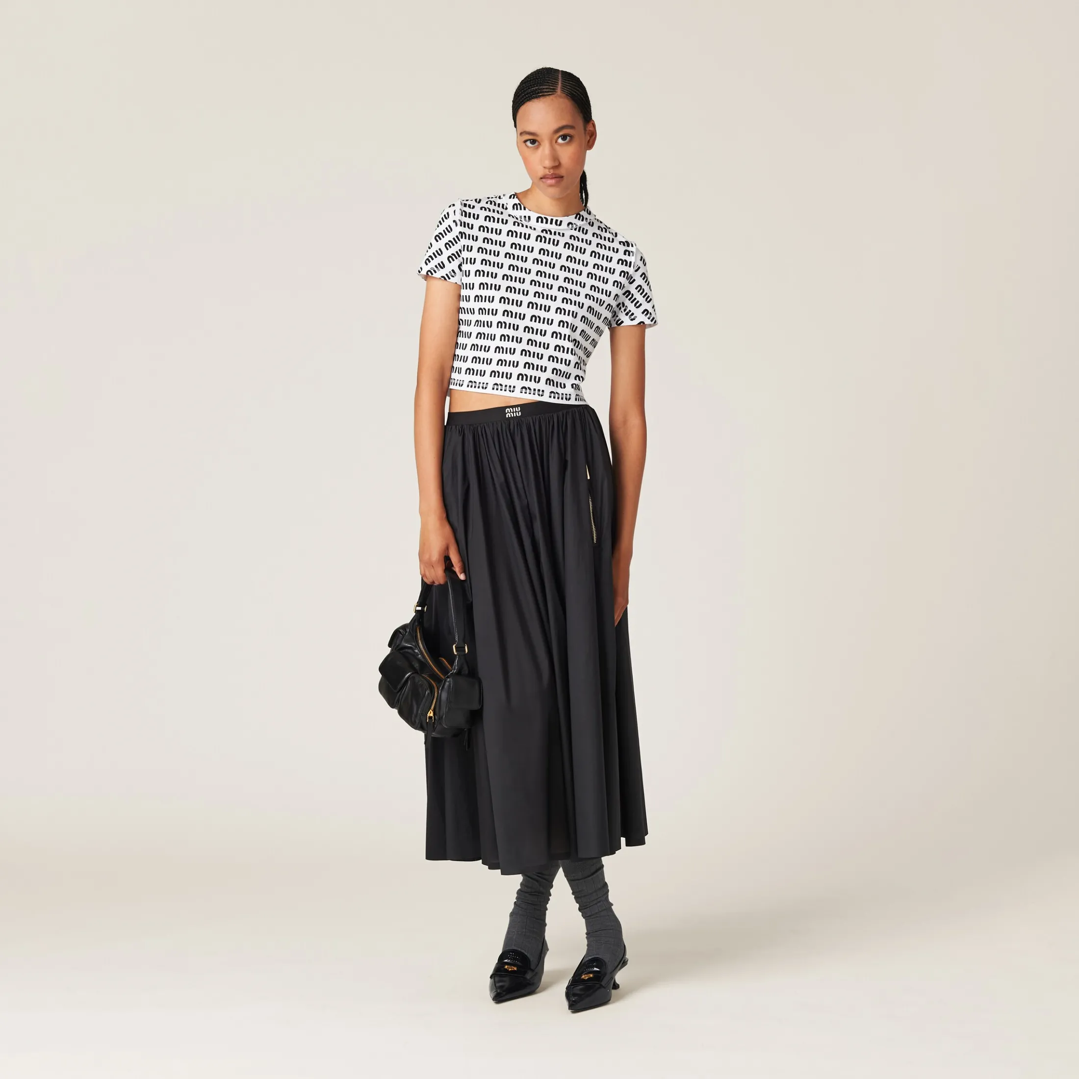 White Print Cotton T-shirt | Miu Miu