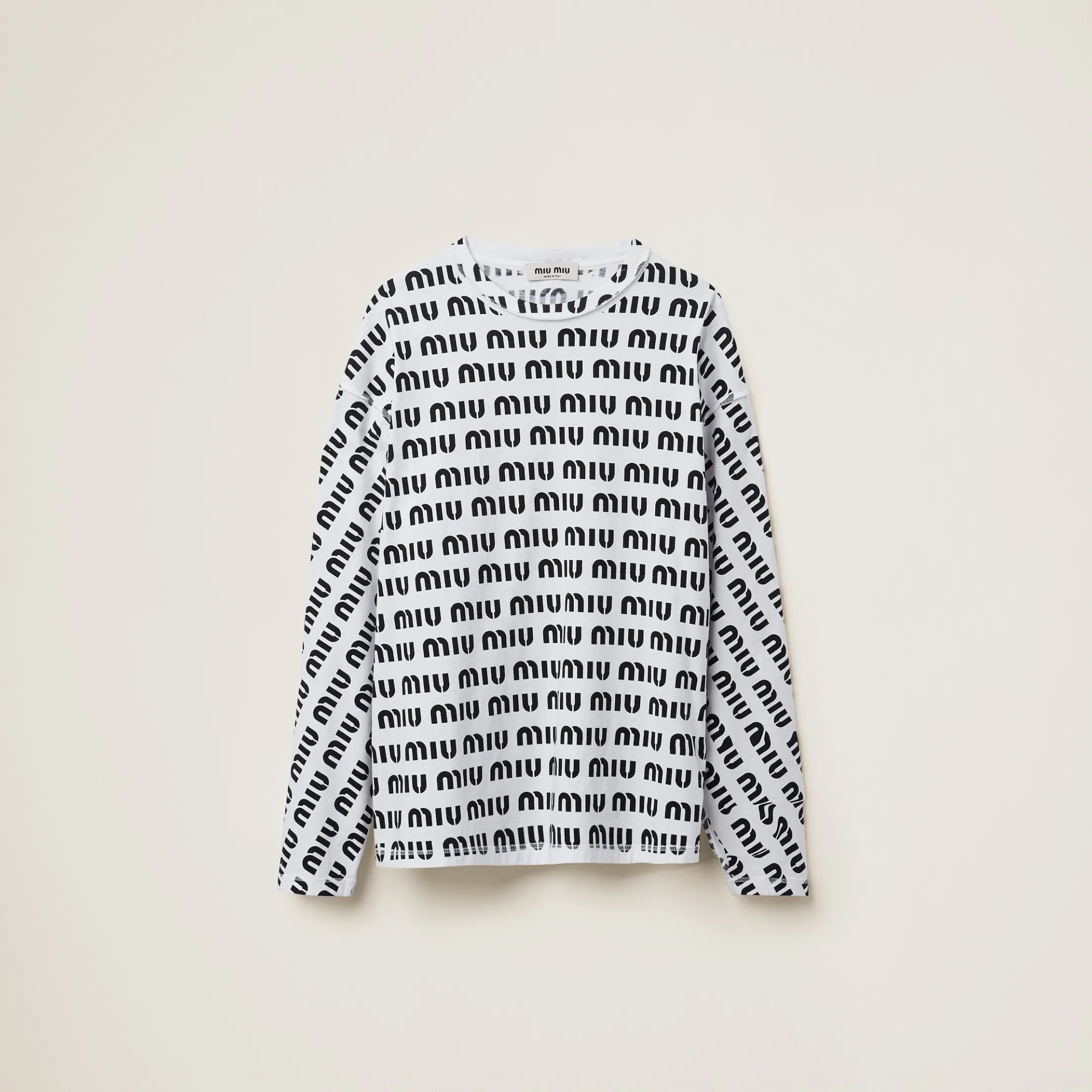 White Printed Cotton T-shirt | Miu Miu