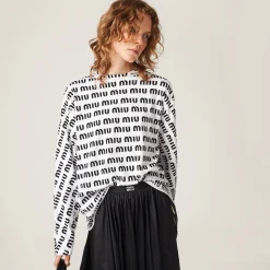 White Printed Cotton T-shirt | Miu Miu