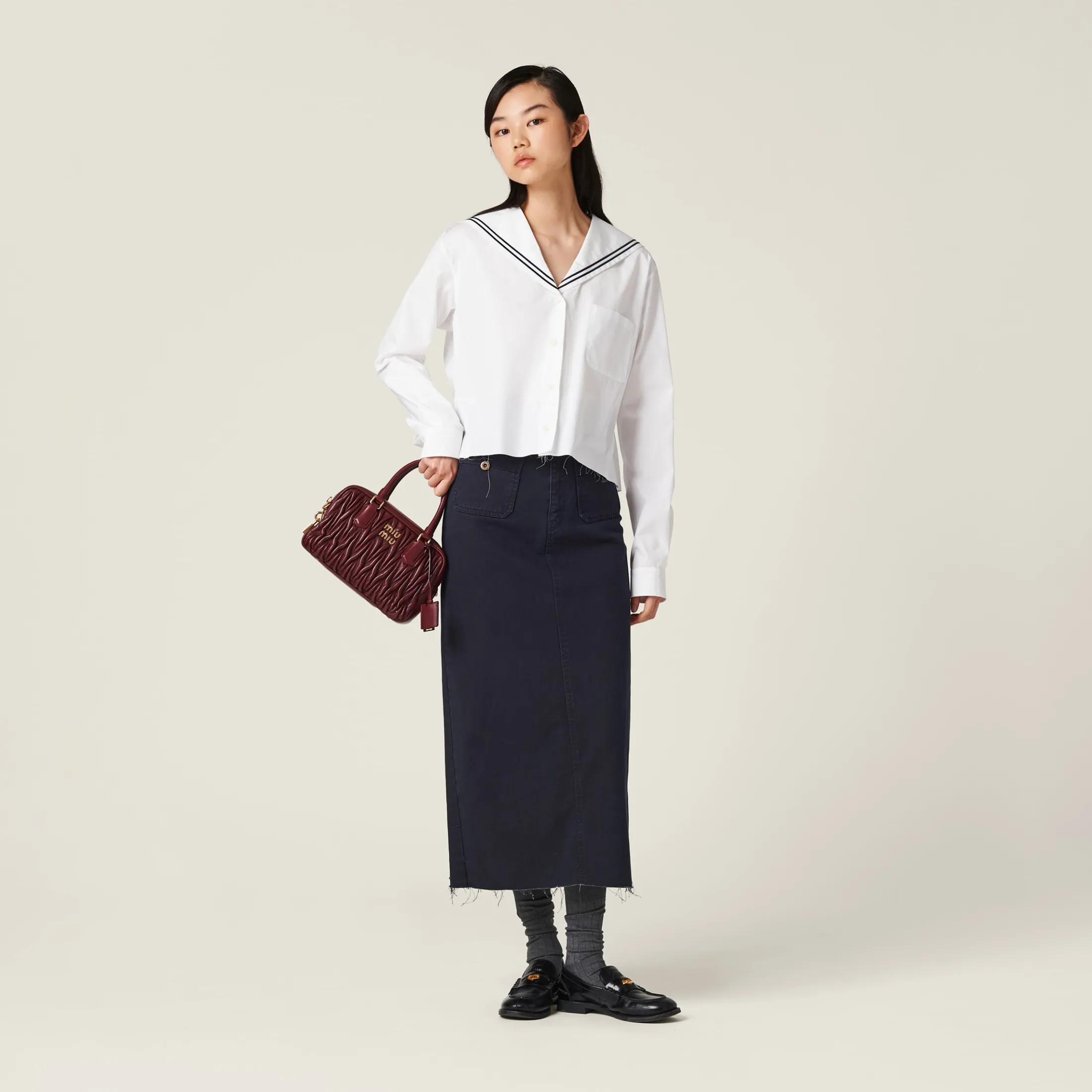 White Sailor Poplin Shirt | Miu Miu
