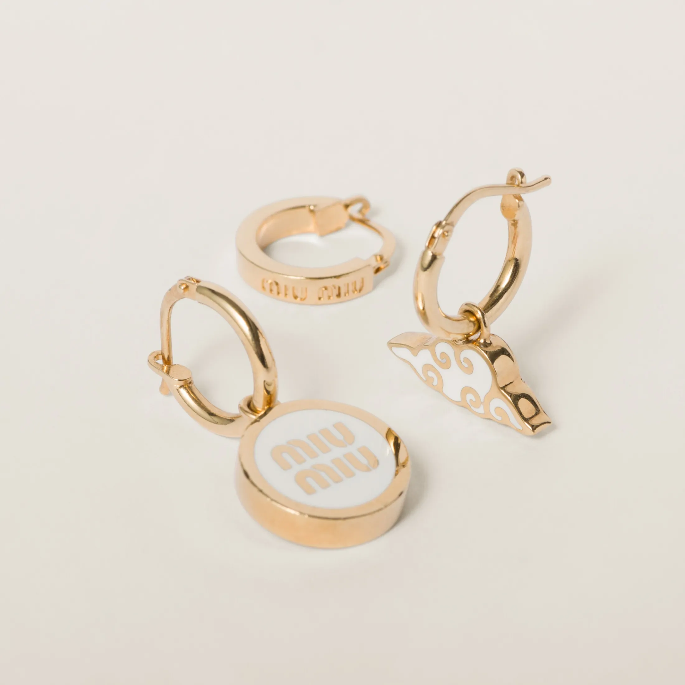 White Set Of Metal Earrings | Miu Miu