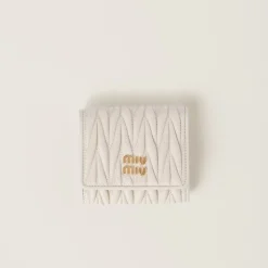 White Small Matelassé Nappa Leather Wallet | Miu Miu