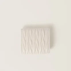 White Small Matelassé Nappa Leather Wallet | Miu Miu