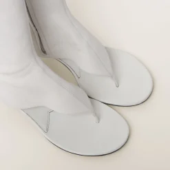 White Stretch Nappa Leather Thong Boots | Miu Miu