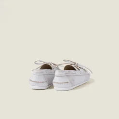 White Unlined Bleached Leather Loafers | Miu Miu