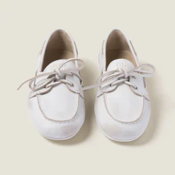 White Unlined Bleached Leather Loafers | Miu Miu