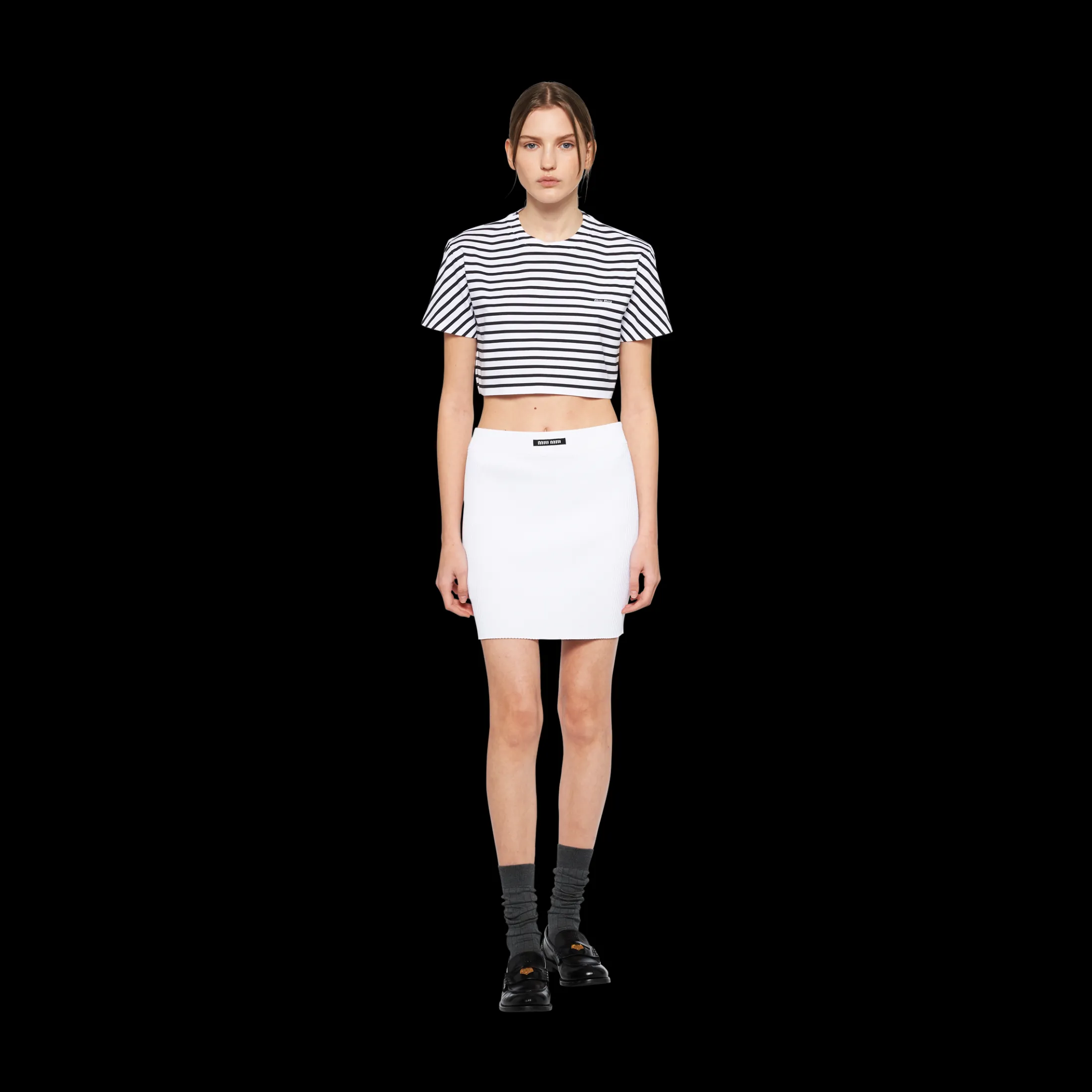 White Viscose Miniskirt | Miu Miu