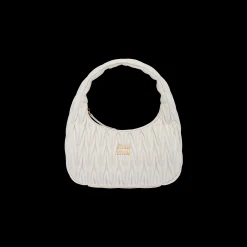 White Wander Matelassé Nappa Leather Hobo Bag | Miu Miu