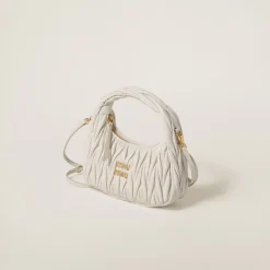 White Wander Matelassé Nappa Leather Hobo Bag | Miu Miu
