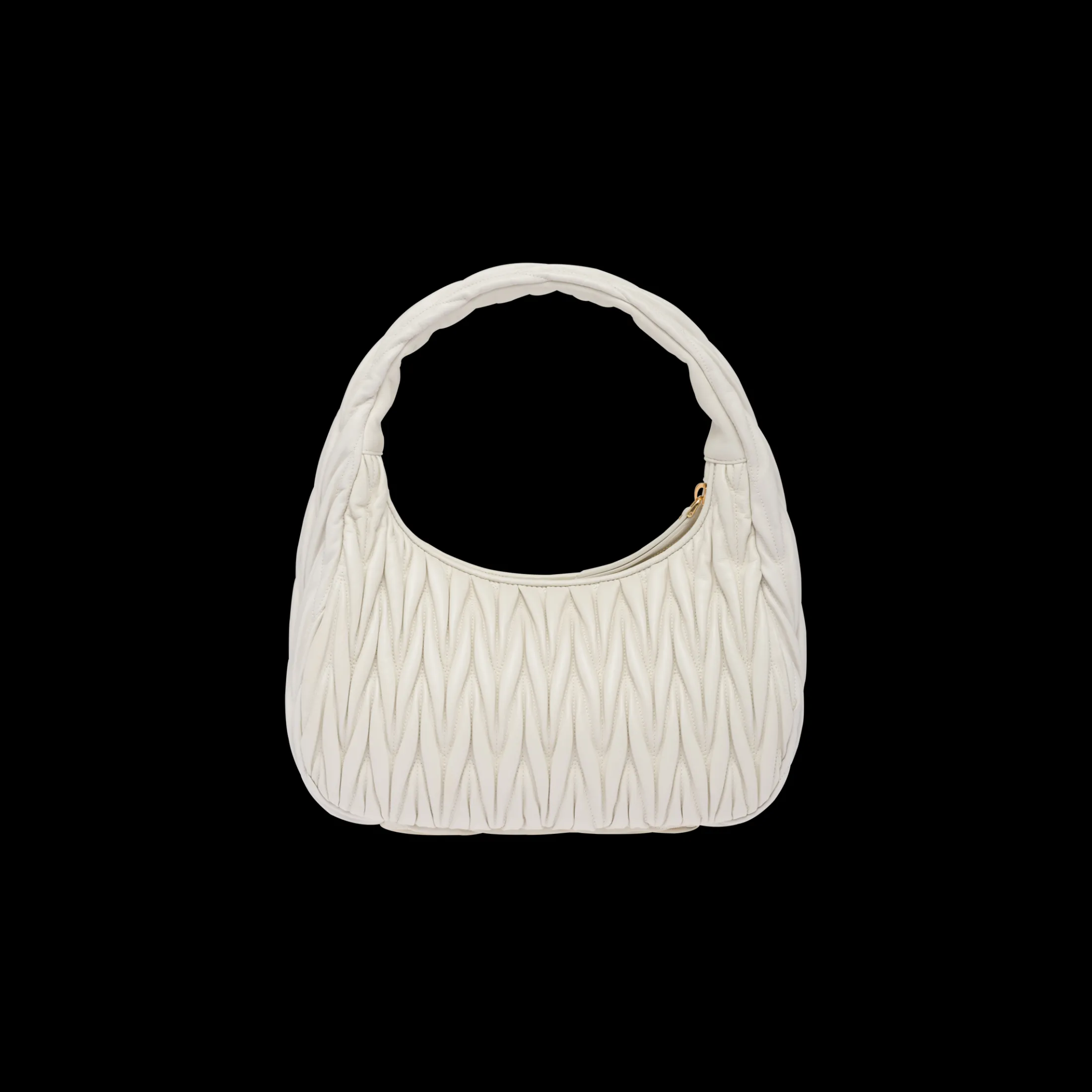 White Wander Matelassé Nappa Leather Hobo Bag | Miu Miu