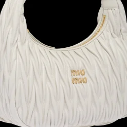 White Wander Matelassé Nappa Leather Hobo Bag | Miu Miu